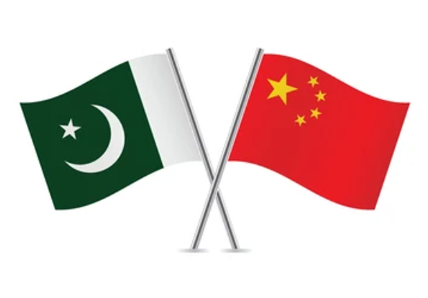 Crossed flags of Pakistan and China